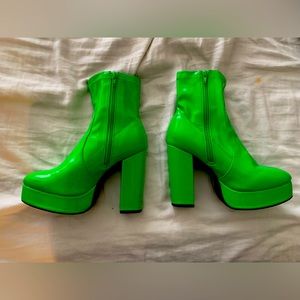 Bright Green Platform Boots Rave /Festival